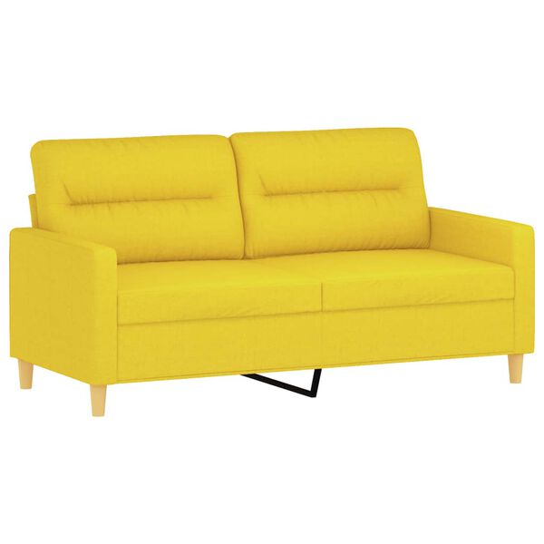 vidaXL Ensemble de canap&eacute;s 2 pcs avec coussins jaune clair tissu