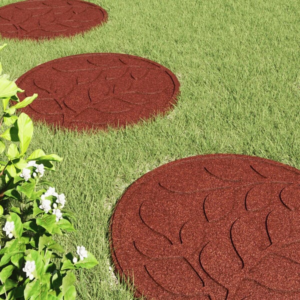 vidaXL Pierre de marchage 6 pcs Rouge &Oslash; 44 x 2 cm Caoutchouc