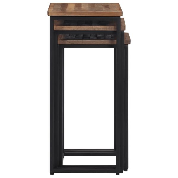 vidaXL Tables basses gigognes 3 pcs bois massif de teck