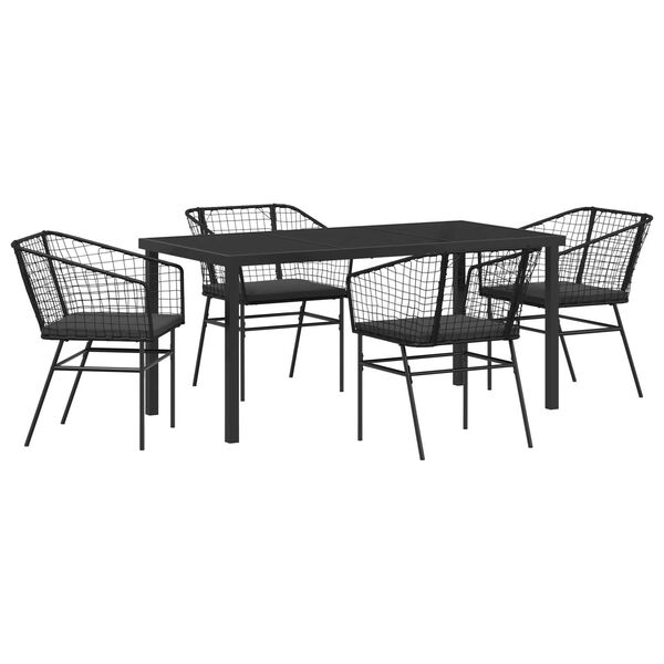 vidaXL Ensemble de salle &agrave; manger pour jardin 5 pcs Noir polyrotin