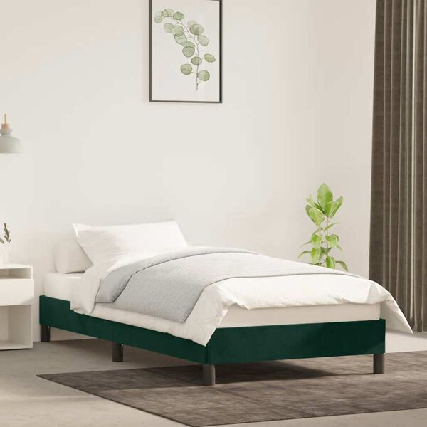 vidaXL Cadre de lit sans matelas vert fonc&eacute; 100x200 cm velours