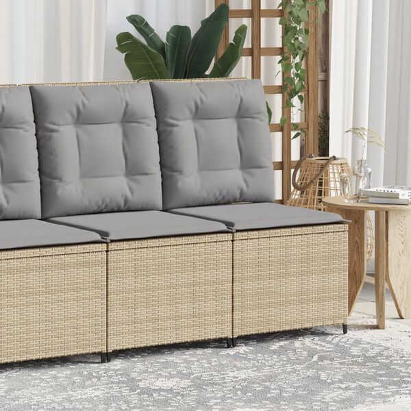 vidaXL Canap&eacute; inclinable de jardin avec coussins beige r&eacute;sine tress&eacute;e