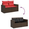 vidaXL Salon de jardin 10 pcs et coussins marron résine tressée acacia