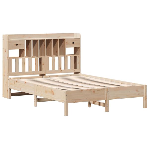 vidaXL Lit bibliothèque sans matelas 140x200 cm bois massif de pin
