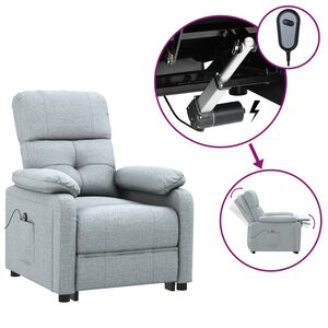 vidaXL Fauteuil inclinable &eacute;lectrique Gris clair Tissu