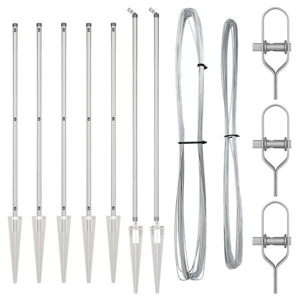 vidaXL Poteaux de clôture 7 pcs Argent Ø32mm 160 cm Acier galvanisé