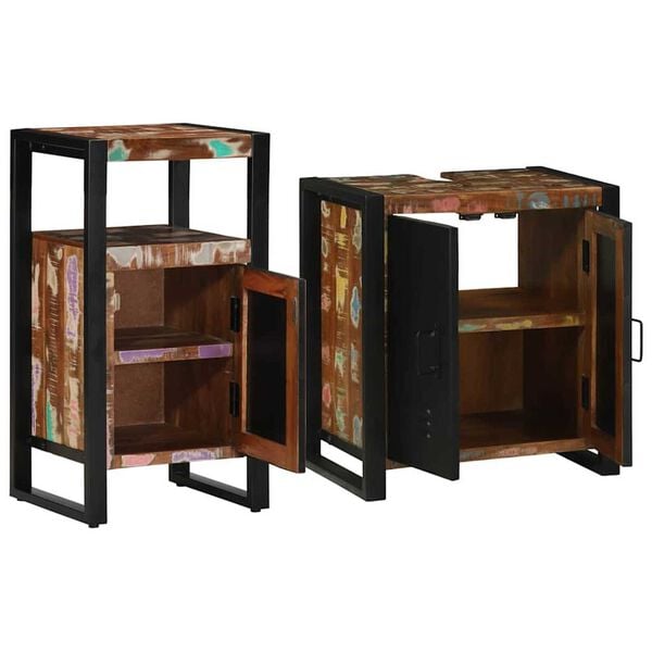 vidaXL Ensemble de mobilier de salle de bain 2 pcs Bois Recyclé Solide