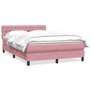 vidaXL Sommier &agrave; lattes de lit avec matelas rose 140x220 cm velours
