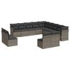 vidaXL Salon de jardin avec coussins 12 pcs gris r&eacute;sine tress&eacute;e