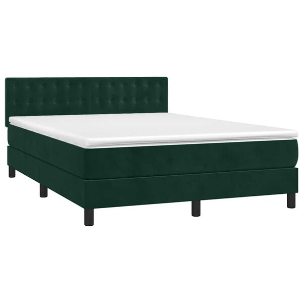 vidaXL Sommier &agrave; lattes de lit et matelas Vert fonc&eacute; 140x200cm Velours