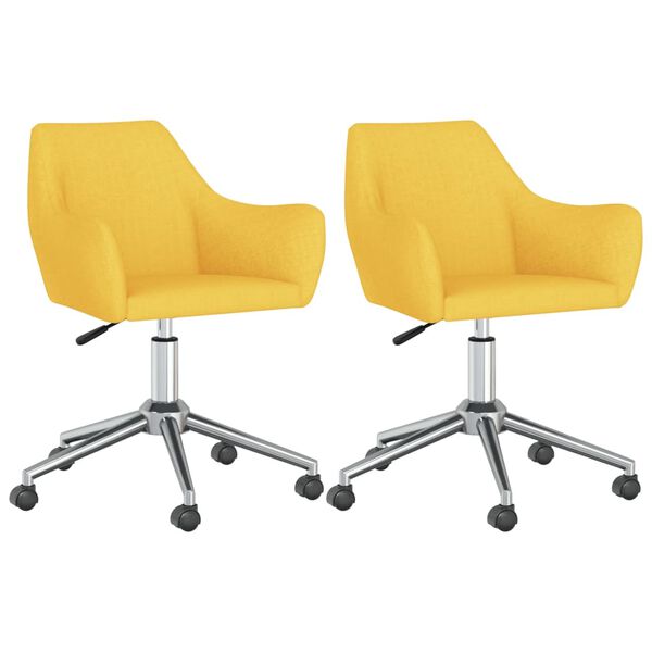 vidaXL Chaises pivotantes &agrave; manger lot de 2 jaune tissu