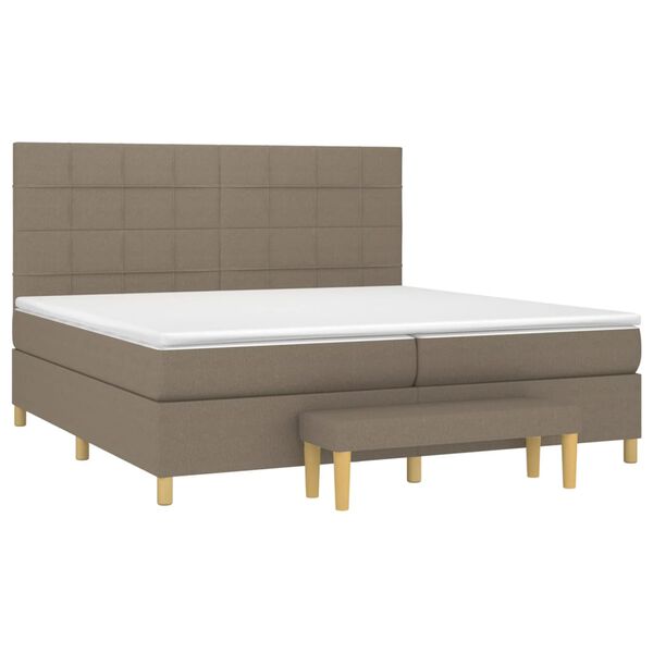vidaXL Sommier &agrave; lattes de lit avec matelas Taupe 200x200 cm Tissu