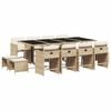 vidaXL Ensemble &agrave; manger de jardin et coussins 13 pcs beige