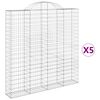 vidaXL Paniers &agrave; gabions arqu&eacute;s 5 pcs 200x30x200/220 cm fer galvanis&eacute;