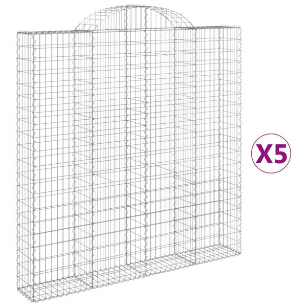 vidaXL Paniers &agrave; gabions arqu&eacute;s 5 pcs 200x30x200/220 cm fer galvanis&eacute;