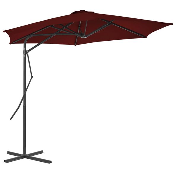 vidaXL Parasol de jardin avec m&acirc;t en acier rouge bordeaux 300x230 cm