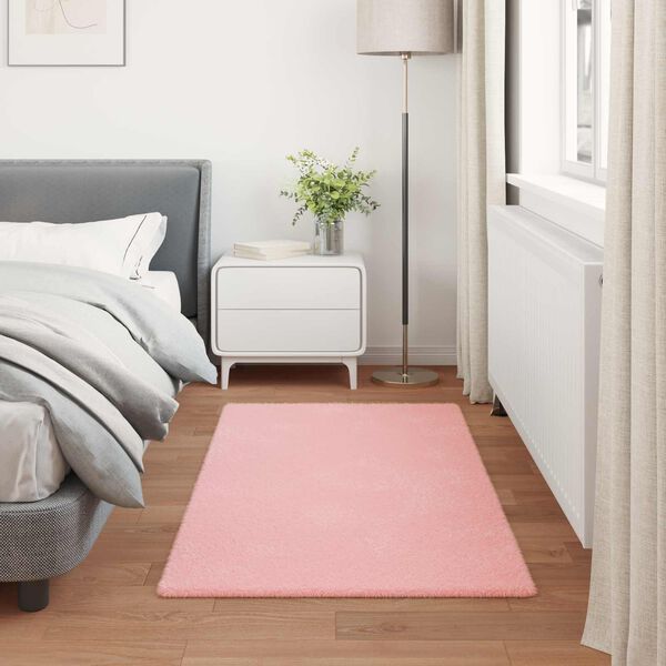 vidaXL Tapis en Fourrure Synth&eacute;tique de Lapin Olite Rose 80 x 150 cm