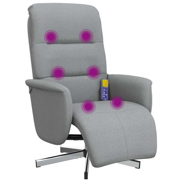 vidaXL Fauteuil inclinable de massage et repose-pieds gris clair tissu