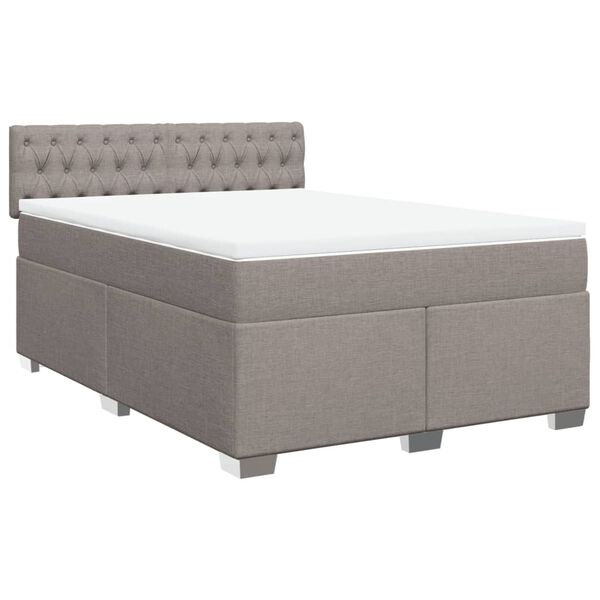 vidaXL Sommier &agrave; lattes de lit avec matelas Taupe 160x200 cm Tissu