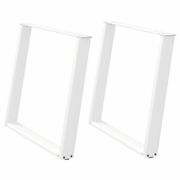 vidaXL Pieds de table à manger en U 2 pièces Blanc 100 x (72-73) cm Acier