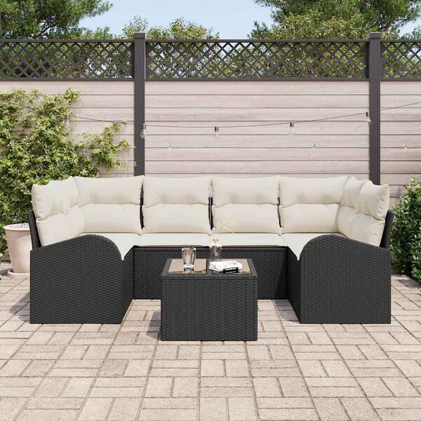 vidaXL Ensemble de canap&eacute; de jardin Noir 55 x 55 x 37 cm polyrotin