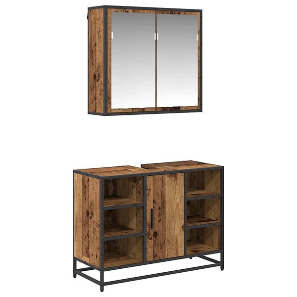 vidaXL Ensemble de mobilier de salle de bain 2 pcs Bois Ancien