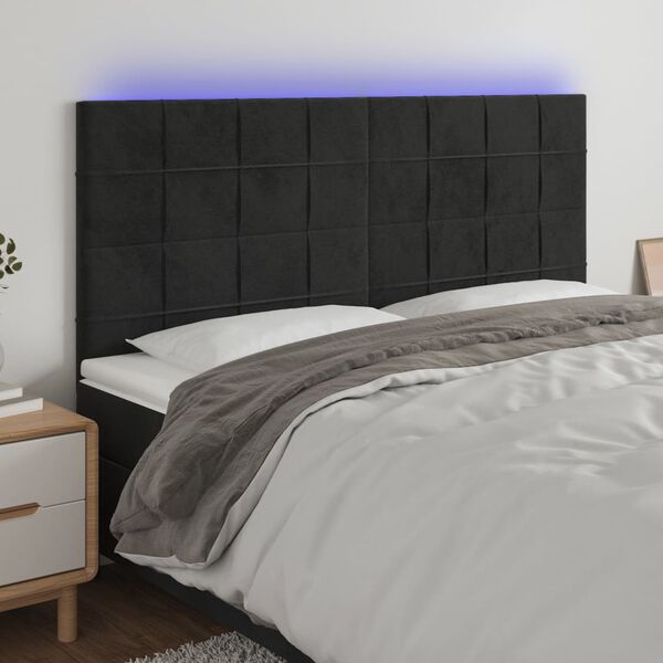 vidaXL T&ecirc;te de lit &agrave; LED Noir 160x5x118/128 cm Velours