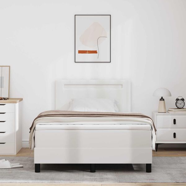 vidaXL Lit &agrave; ressorts avec matelas Blanc 120 x 200 cm Simili cuir