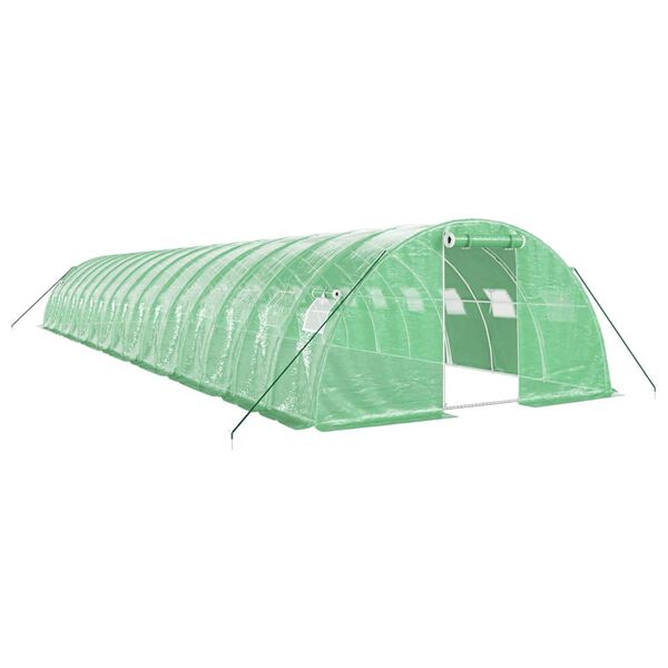 vidaXL Serre avec cadre en acier vert 64 m&sup2; 16x4x2 m