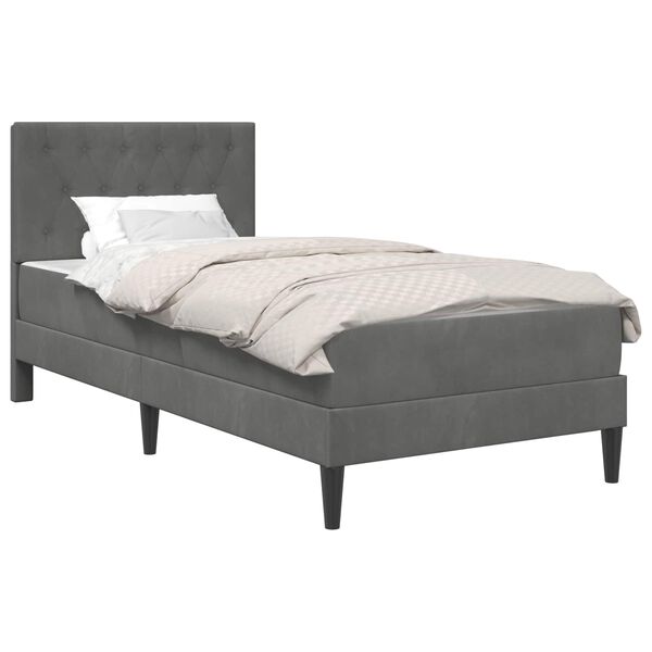 vidaXL Cadre de lit avec matelas Gris fonc&eacute; 90 x 190 cm Velours