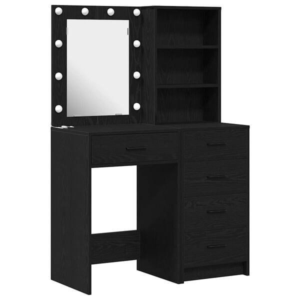 vidaXL Table de Toilette 2 pcs Noir 50 x 41 x 135 cm Bois d'ing&eacute;nierie