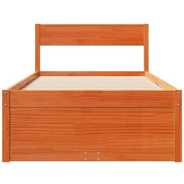 vidaXL Cadre de lit sans matelas cire marron 75x190 cm bois pin massif