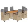 vidaXL Ensemble &agrave; manger de jardin coussins 7 pcs m&eacute;lange beige rotin