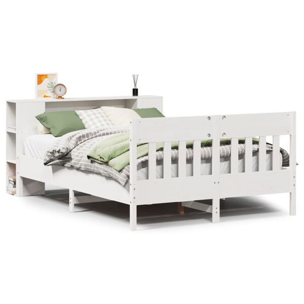 vidaXL Lit biblioth&egrave;que sans matelas blanc 120x190 cm bois pin massif
