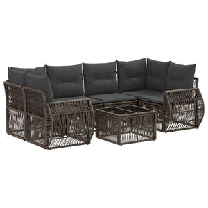 vidaXL Ensemble de canap&eacute; de jardin 7 pc Gris polyrotin