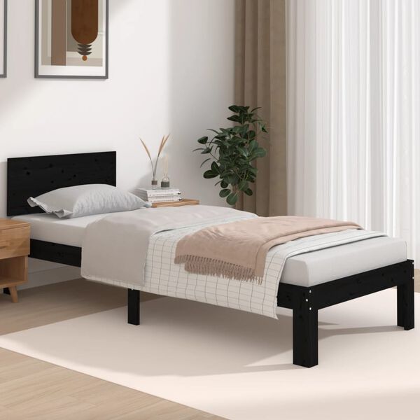 vidaXL Cadre de lit sans matelas noir 75x190 cm