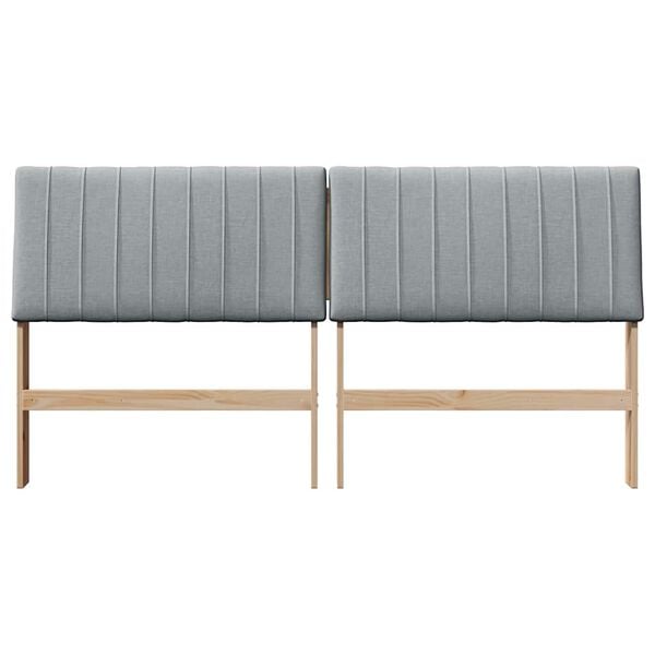 vidaXL T&ecirc;te de lit capitonn&eacute;e Gris clair 200 cm Pin massif
