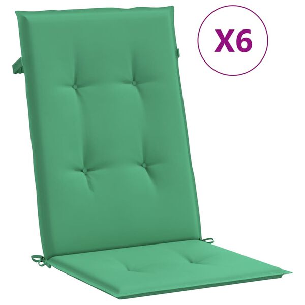 vidaXL Coussins de chaise de jardin &agrave; dossier haut lot de 6 vert tissu