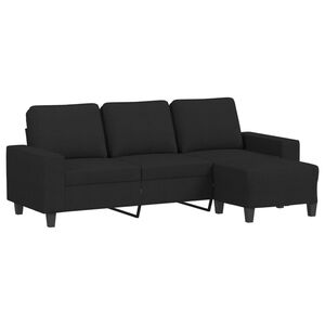 vidaXL Canap&eacute; &agrave; 3 places avec repose-pieds Noir 180 cm Tissu