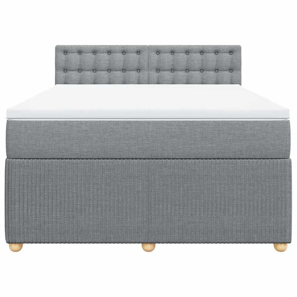vidaXL Sommier &agrave; lattes de lit avec matelas Gris clair 160x200cm Tissu