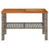 vidaXL Table de jardin gris 70x38x42 cm résine tressée et bois acacia
