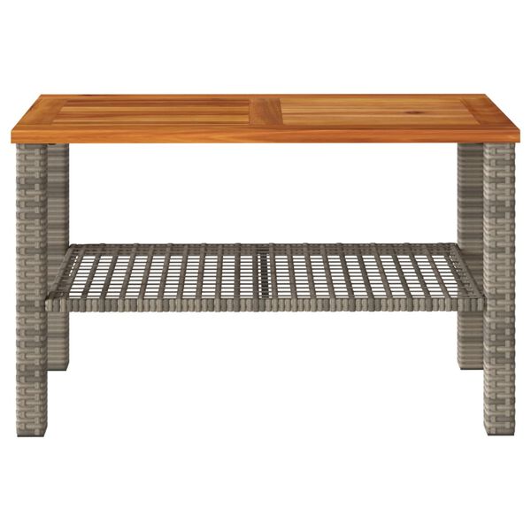 vidaXL Table de jardin gris 70x38x42 cm résine tressée et bois acacia