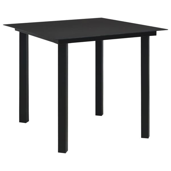 vidaXL Table &agrave; d&icirc;ner de jardin Noir 80x80x74 cm Acier et verre