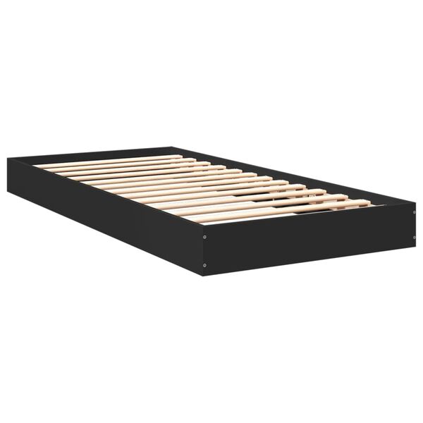vidaXL Cadre de lit sans matelas noir 75x190 cm bois ing&eacute;nierie