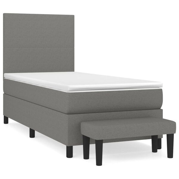 vidaXL Sommier &agrave; lattes de lit avec matelas Gris fonc&eacute; 90x200 cm Tissu