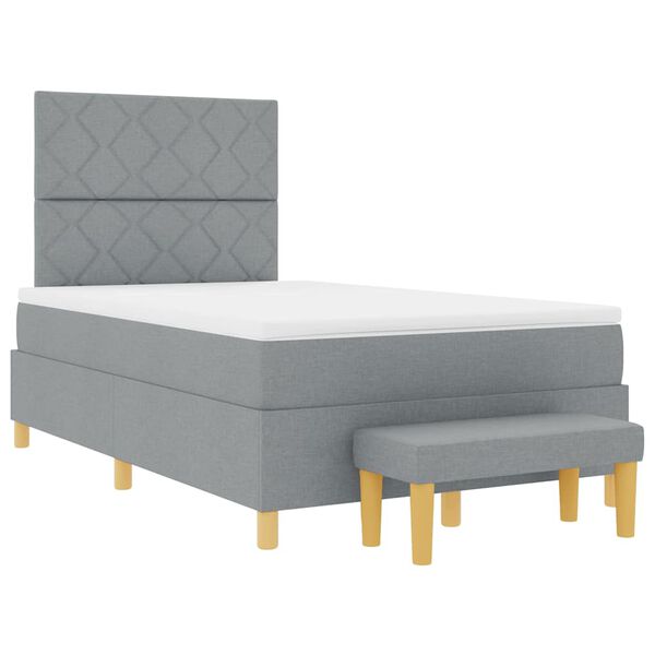 vidaXL Lit &agrave; ressorts avec matelas Gris clair 120 x 190 cm tissu