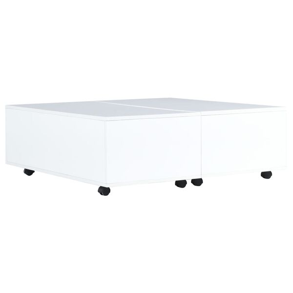 vidaXL Table basse Blanc brillant 100x100x35 cm