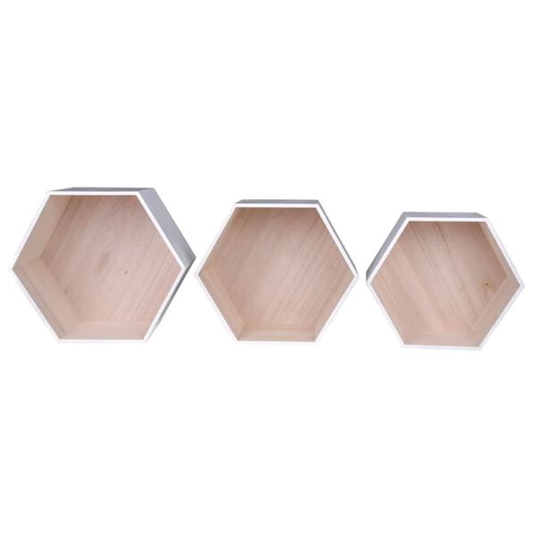 House Nordic &Eacute;tag&egrave;res 3 pcs Eva Blanc et naturel