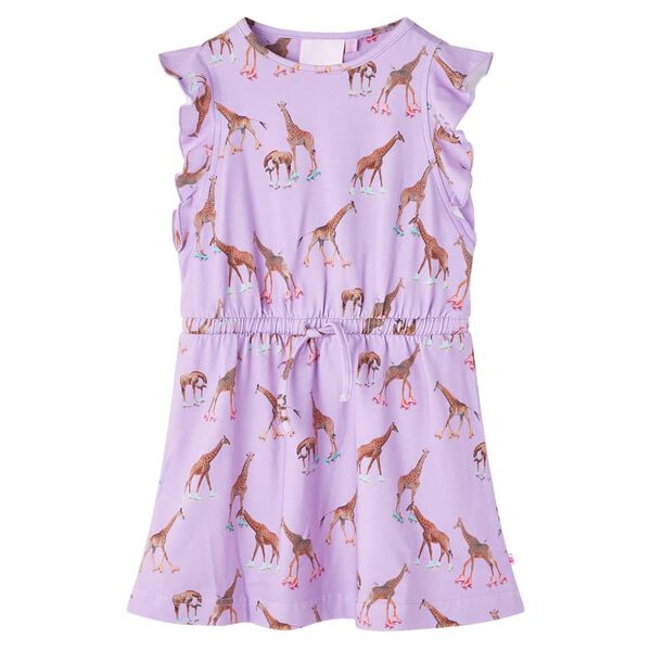 Robe fille manches &agrave; volants cordon de serrage lila 104