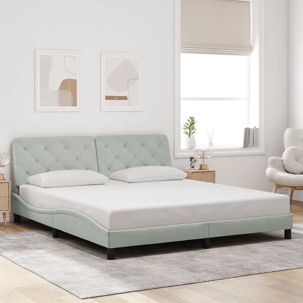 vidaXL Cadre de lit sans matelas gris clair 180x200 cm velours
